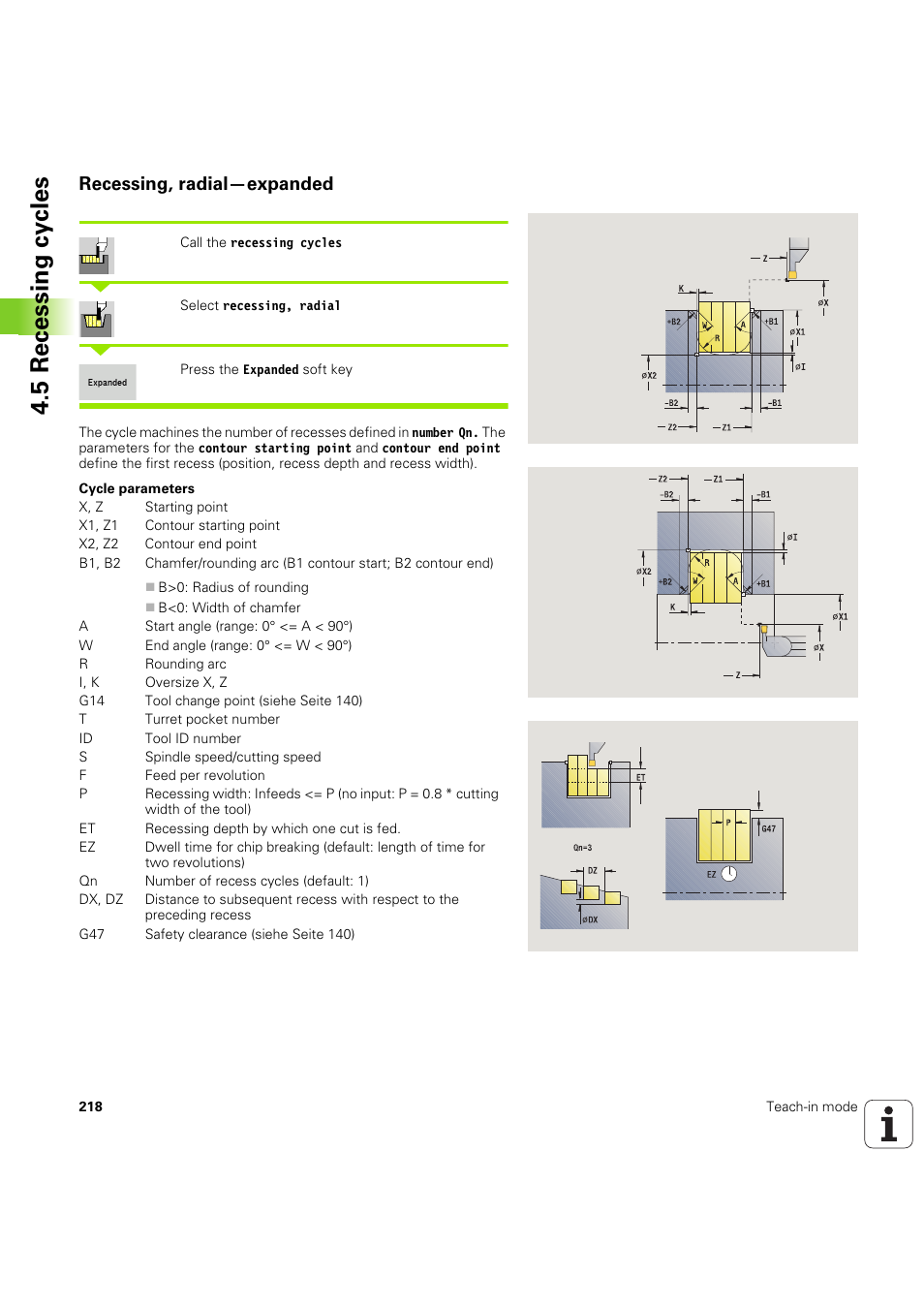 Recessing, radial—expanded, 5 recessing cy cles | HEIDENHAIN SW 68894x-03 User Manual | Page 218 / 654