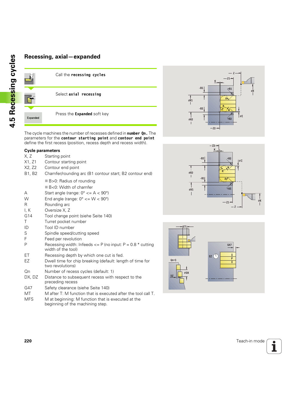 Recessing, axial—expanded, 5 recessing cy cles | HEIDENHAIN SW 68894x-03 User Manual | Page 220 / 654