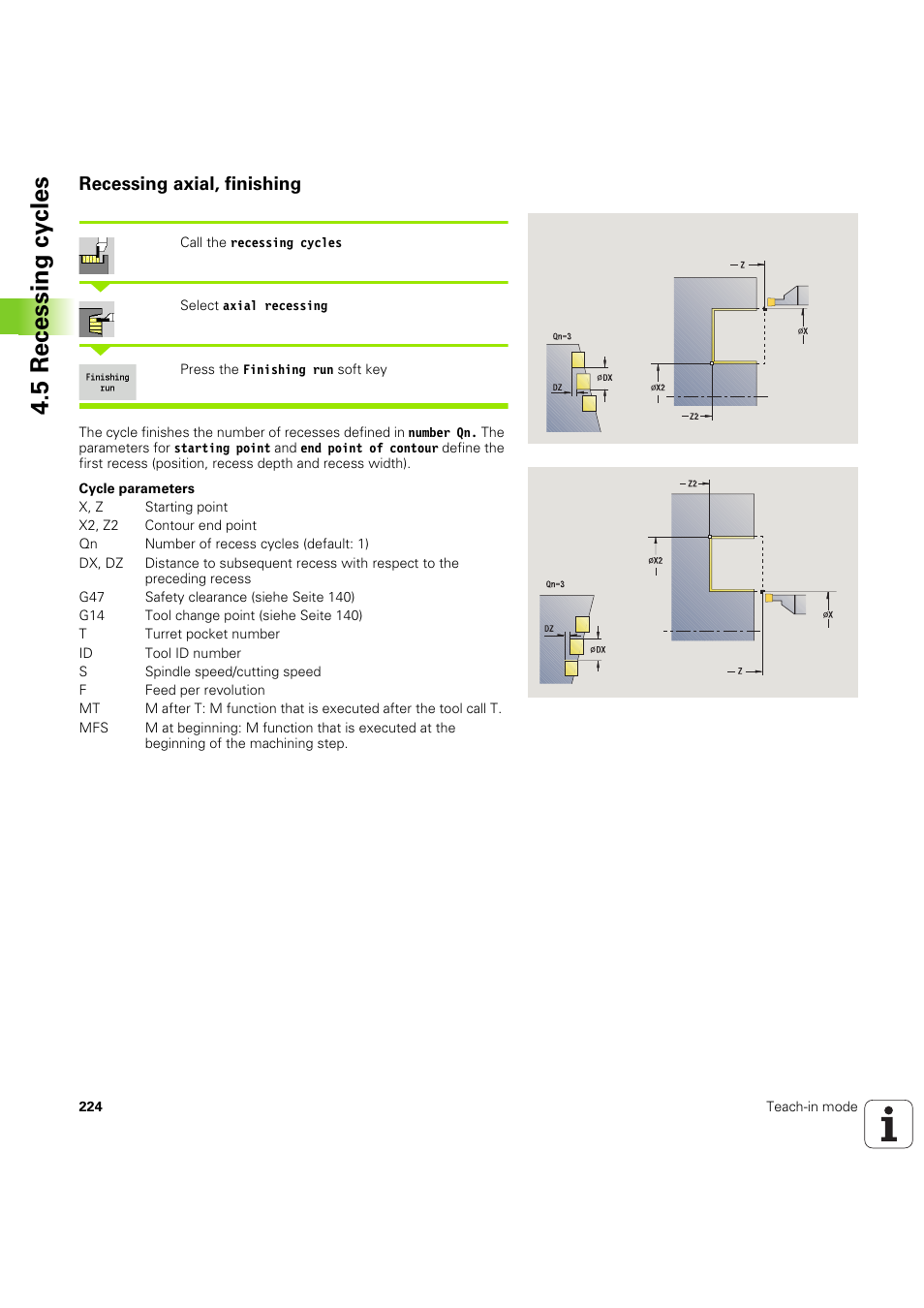 Recessing axial, finishing, 5 recessing cy cles | HEIDENHAIN SW 68894x-03 User Manual | Page 224 / 654
