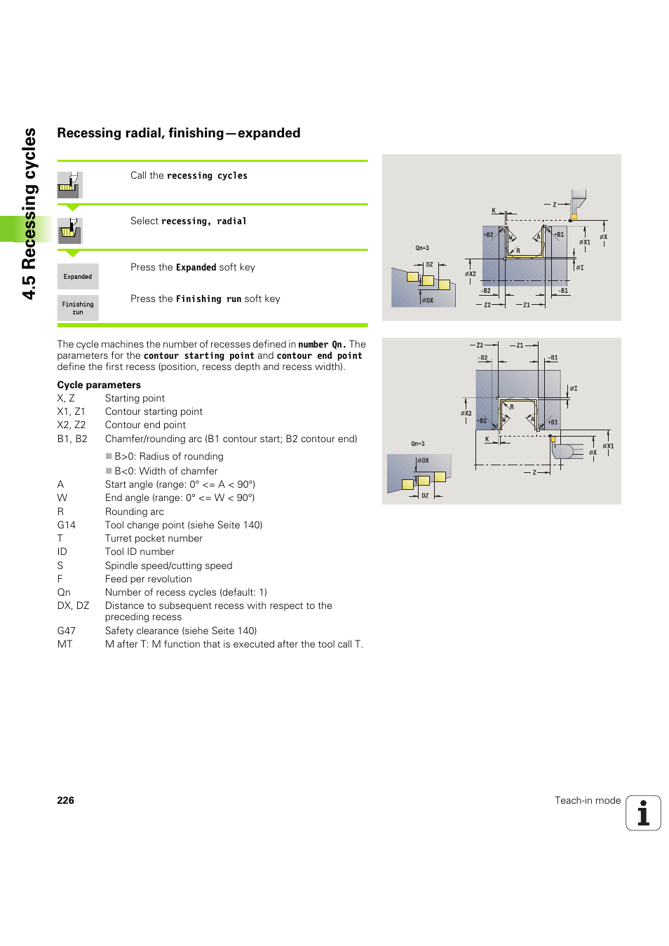 Recessing radial, finishing—expanded, 5 recessing cy cles | HEIDENHAIN SW 68894x-03 User Manual | Page 226 / 654