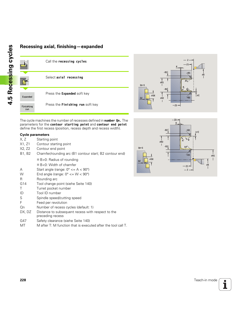 Recessing axial, finishing—expanded, 5 recessing cy cles | HEIDENHAIN SW 68894x-03 User Manual | Page 228 / 654