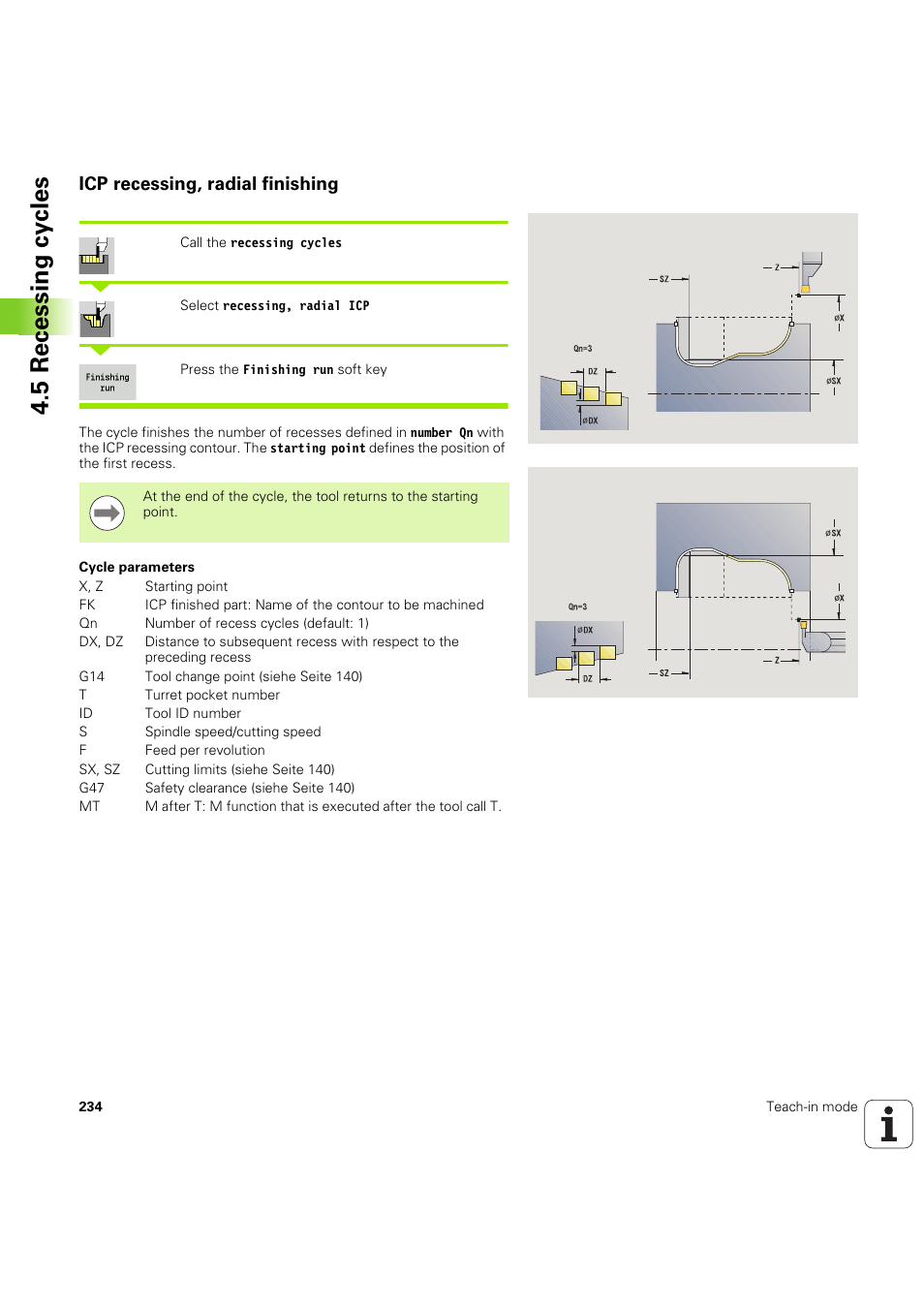 Icp recessing, radial finishing, 5 recessing cy cles | HEIDENHAIN SW 68894x-03 User Manual | Page 234 / 654