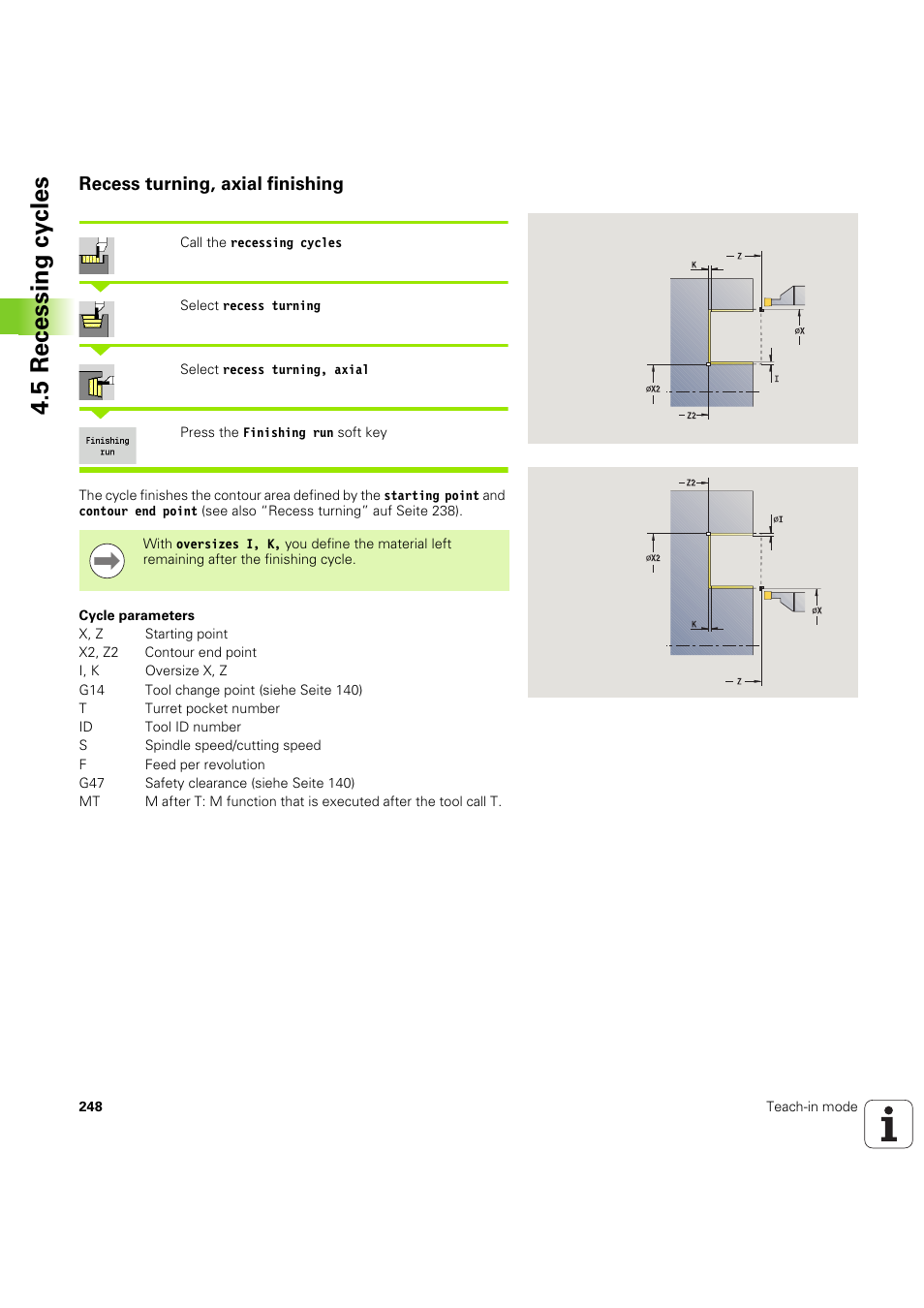 Recess turning, axial finishing, 5 recessing cy cles | HEIDENHAIN SW 68894x-03 User Manual | Page 248 / 654