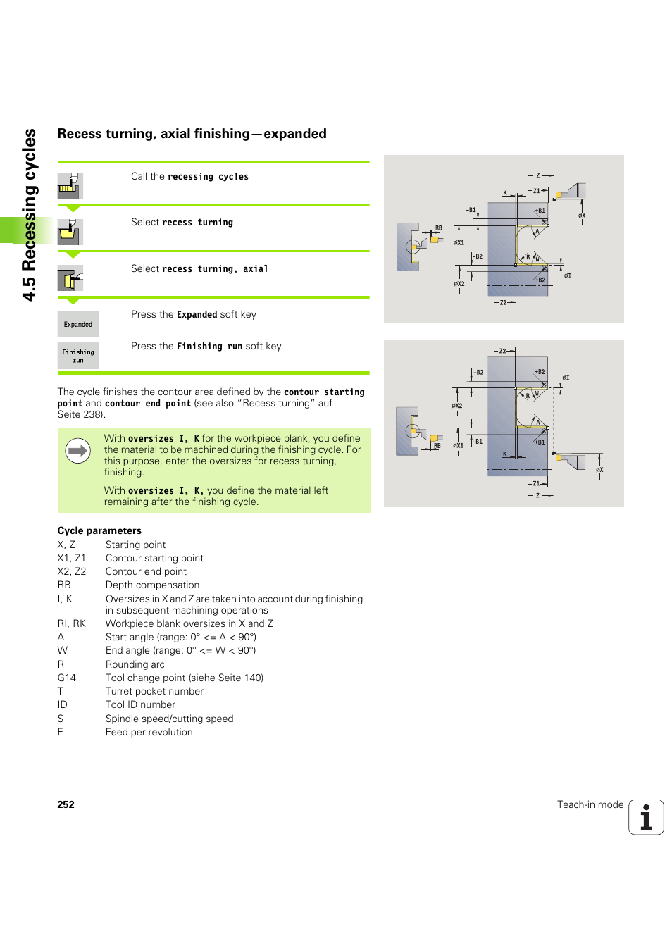 Recess turning, axial finishing—expanded, 5 recessing cy cles | HEIDENHAIN SW 68894x-03 User Manual | Page 252 / 654
