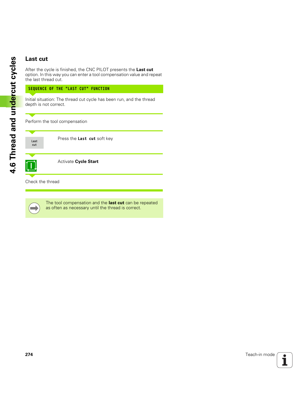Last cut, 6 thr ead and under c ut cy cles | HEIDENHAIN SW 68894x-03 User Manual | Page 274 / 654