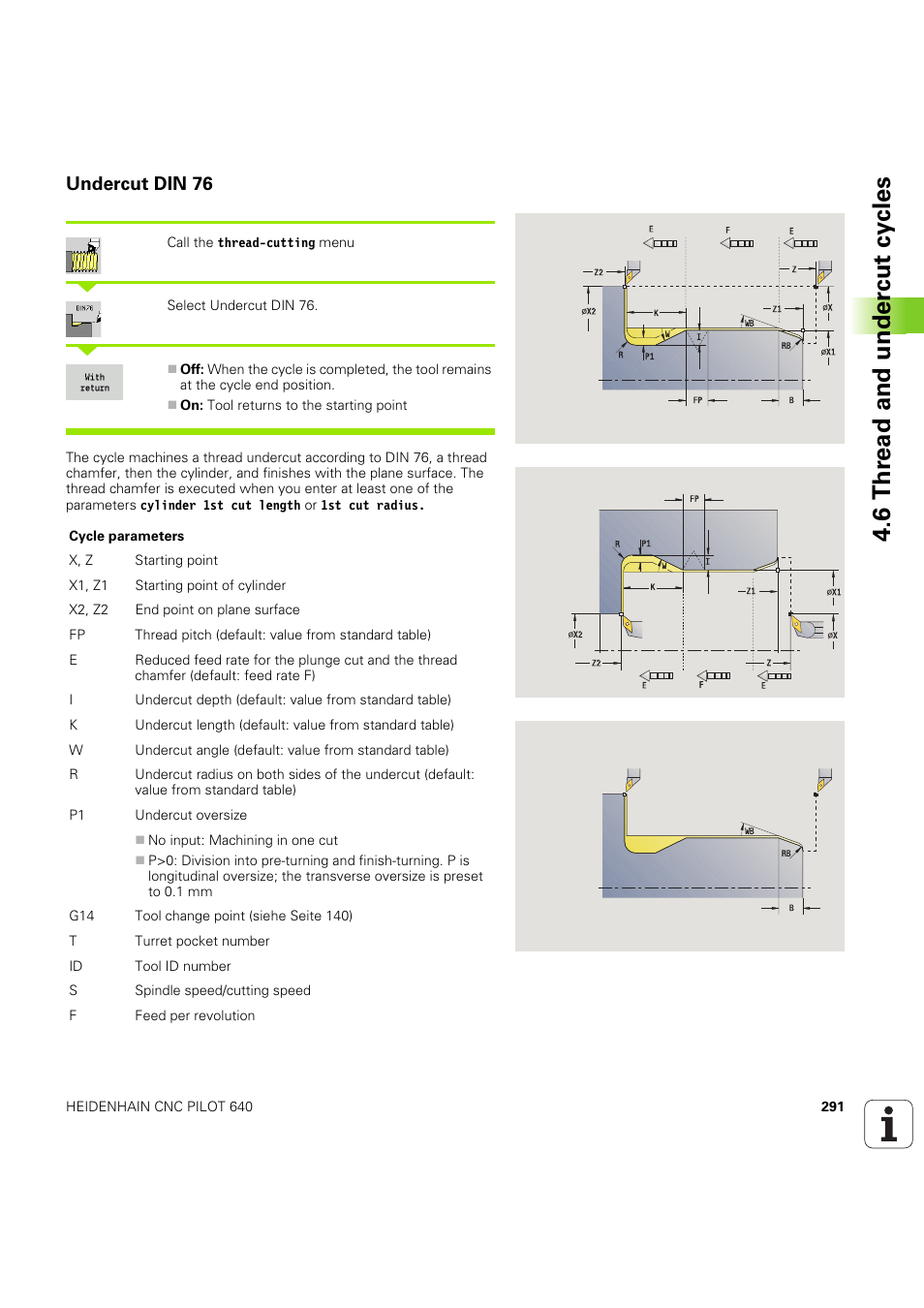 Undercut din 76, 6 thr ead and under c ut cy cles | HEIDENHAIN SW 68894x-03 User Manual | Page 291 / 654