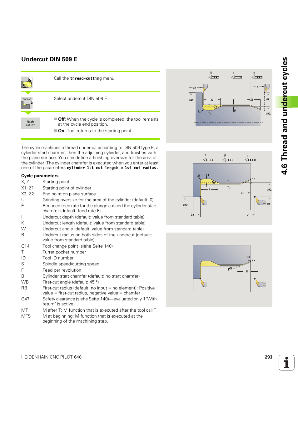 Undercut din 509 e, 6 thr ead and under c ut cy cles | HEIDENHAIN SW 68894x-03 User Manual | Page 293 / 654
