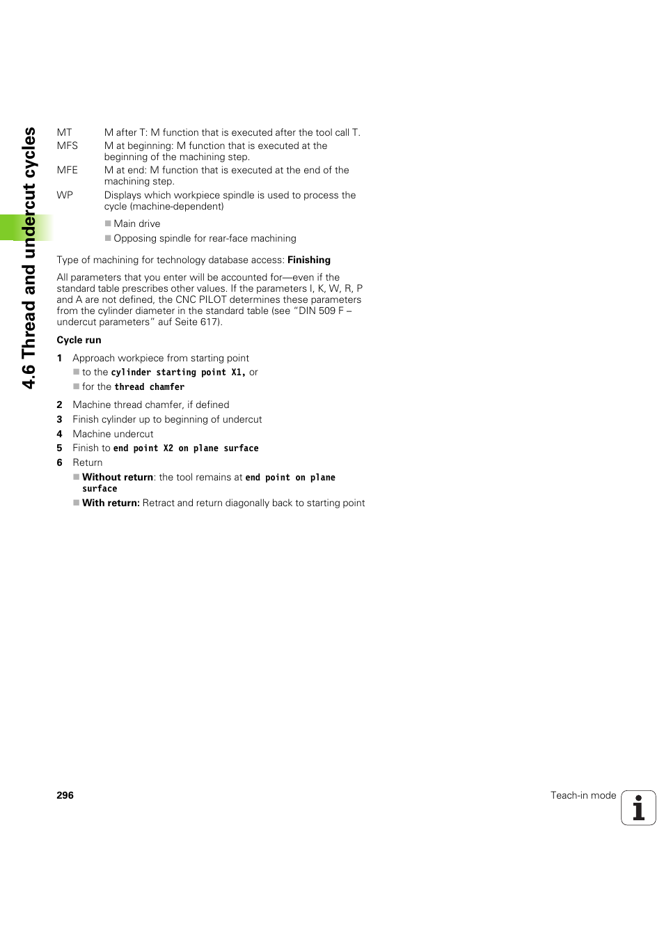 6 thr ead and under c ut cy cles | HEIDENHAIN SW 68894x-03 User Manual | Page 296 / 654