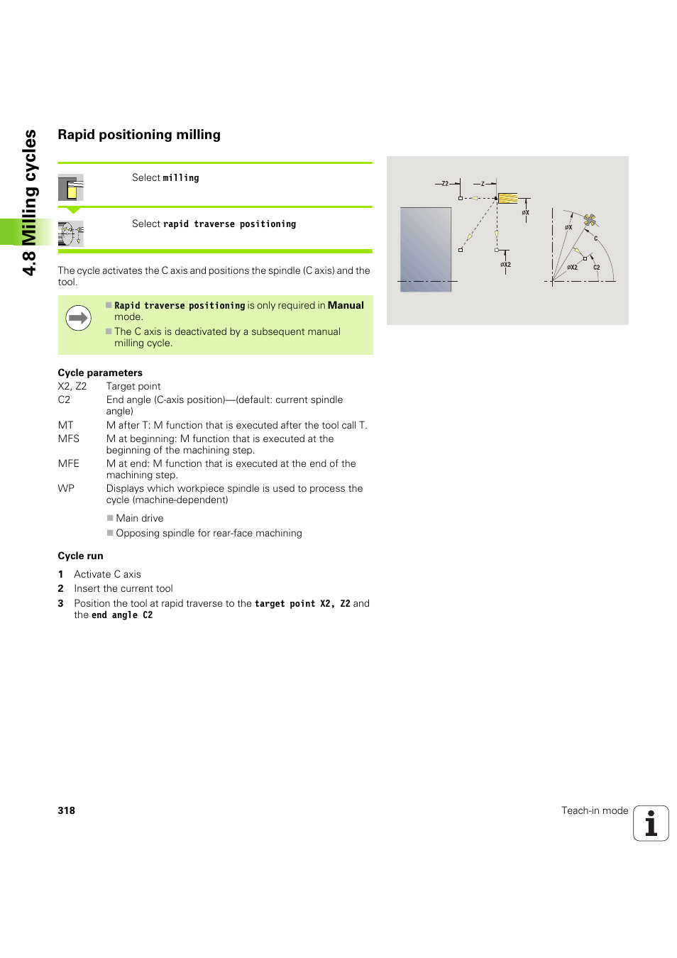 Rapid positioning milling, 8 milling cy cles | HEIDENHAIN SW 68894x-03 User Manual | Page 318 / 654