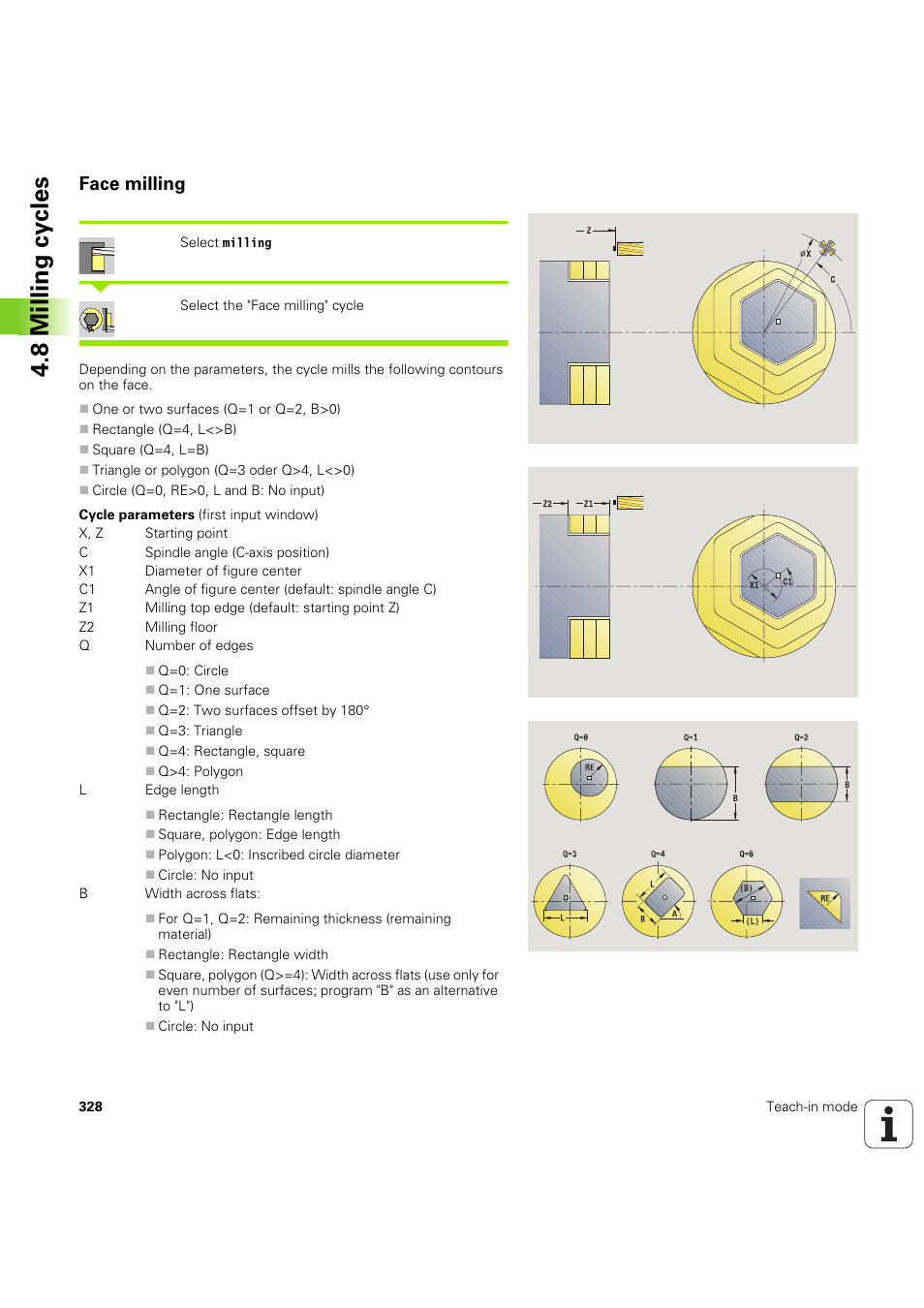 Face milling, 8 milling cy cles | HEIDENHAIN SW 68894x-03 User Manual | Page 328 / 654