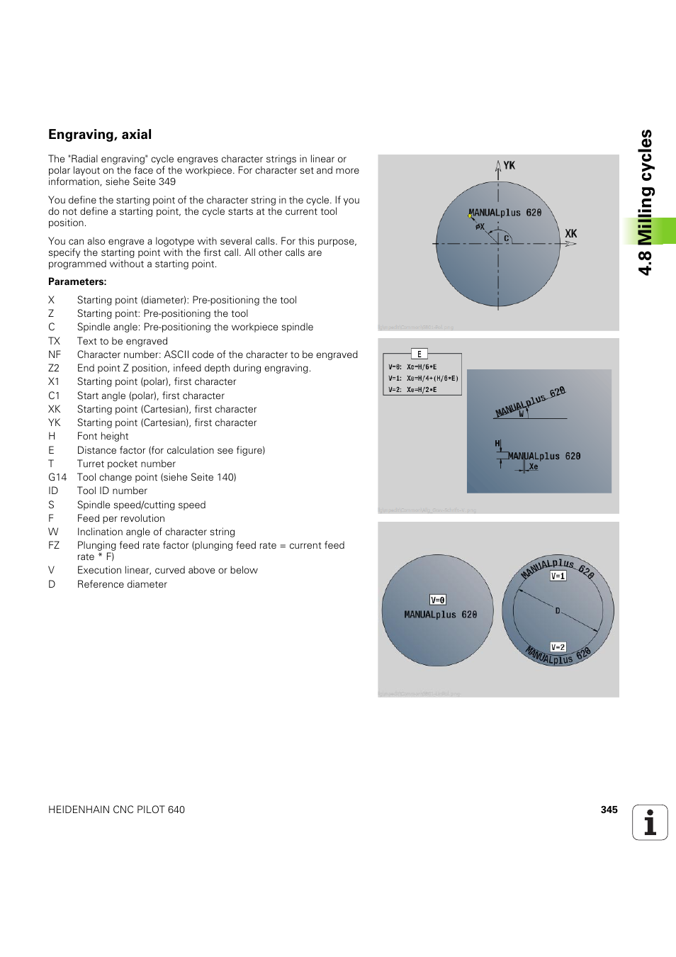 Engraving, axial, Seite 345, 8 milling cy cles | HEIDENHAIN SW 68894x-03 User Manual | Page 345 / 654