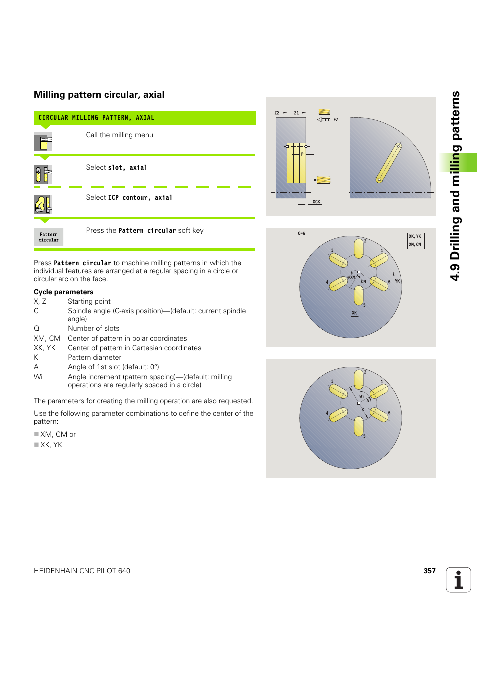 Milling pattern circular, axial, 9 dr illing and milling pat ter ns | HEIDENHAIN SW 68894x-03 User Manual | Page 357 / 654
