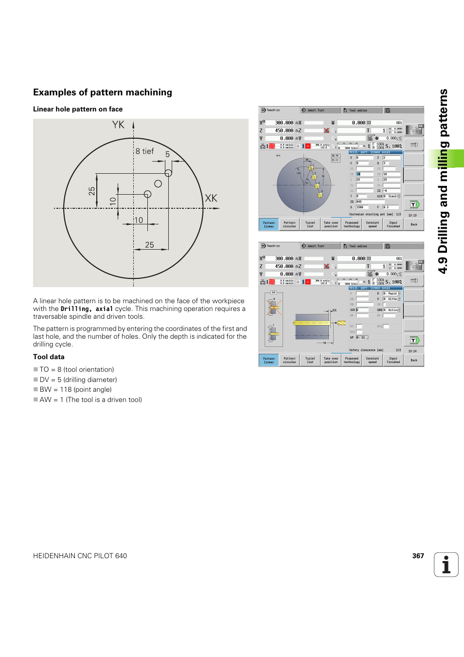 Examples of pattern machining, 9 dr illing and milling pat ter ns | HEIDENHAIN SW 68894x-03 User Manual | Page 367 / 654