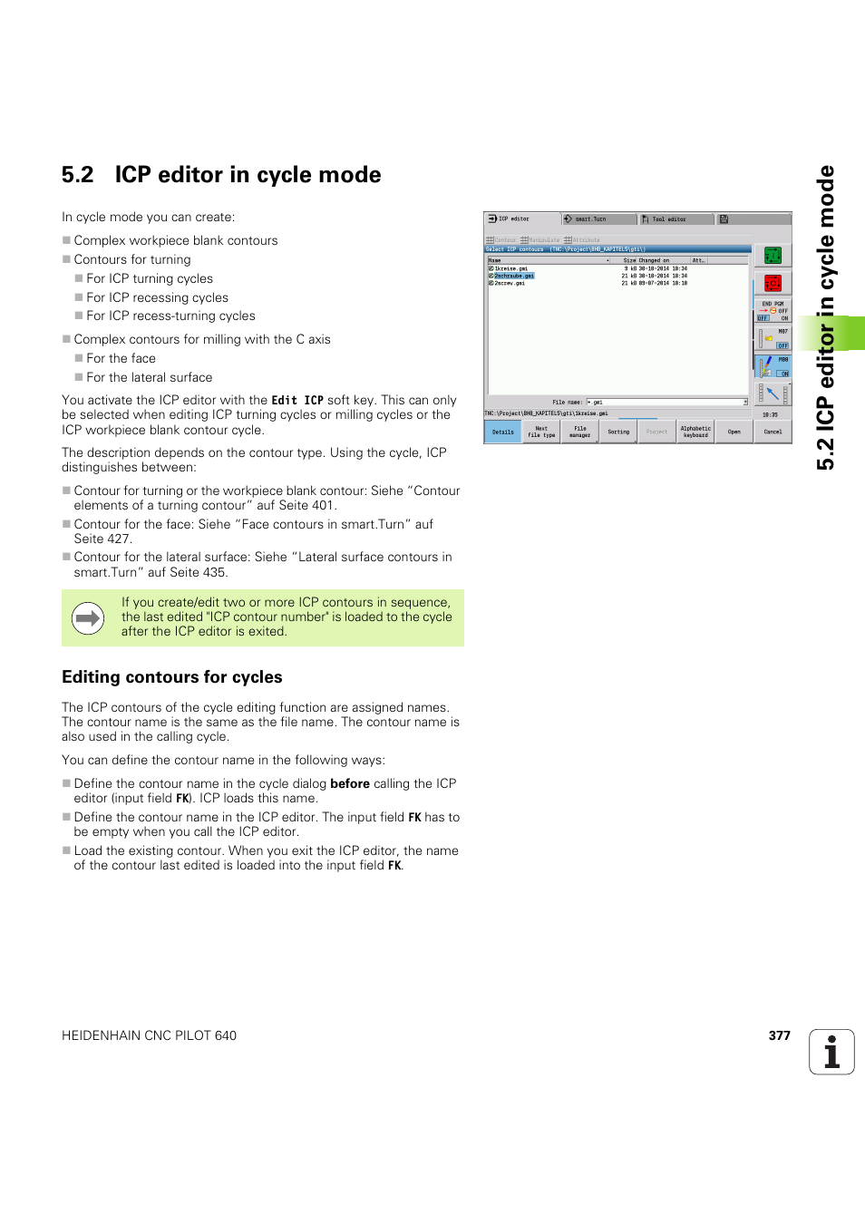 2 icp editor in cycle mode, Editing contours for cycles | HEIDENHAIN SW 68894x-03 User Manual | Page 377 / 654