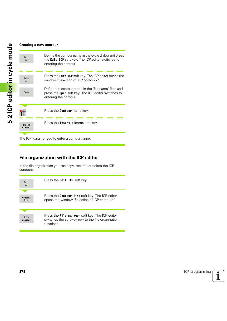 File organization with the icp editor, 2 icp edit or in cy cle mode | HEIDENHAIN SW 68894x-03 User Manual | Page 378 / 654