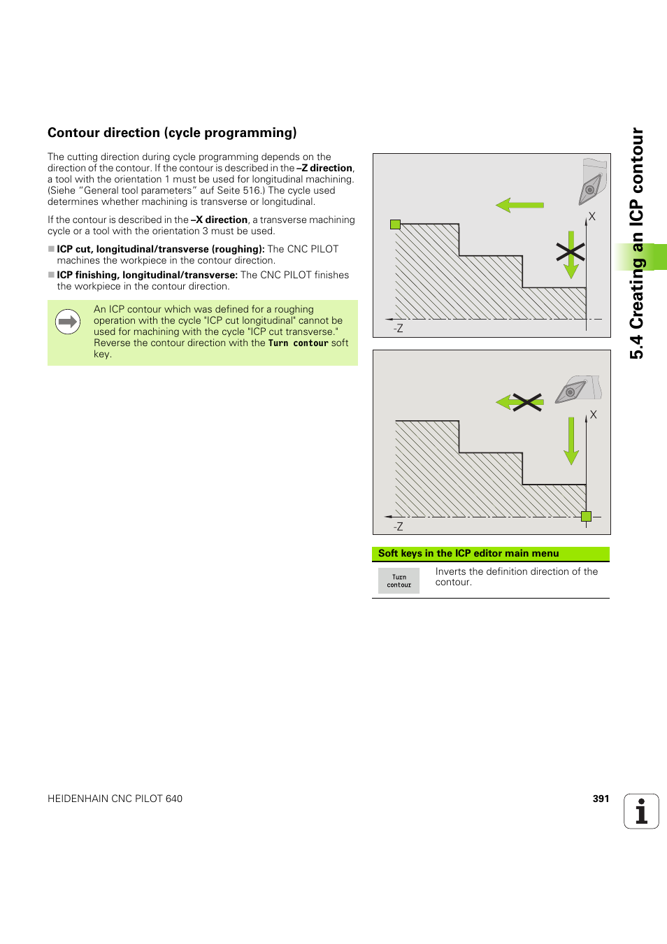 Contour direction (cycle programming), 4 cr eating an icp cont our | HEIDENHAIN SW 68894x-03 User Manual | Page 391 / 654