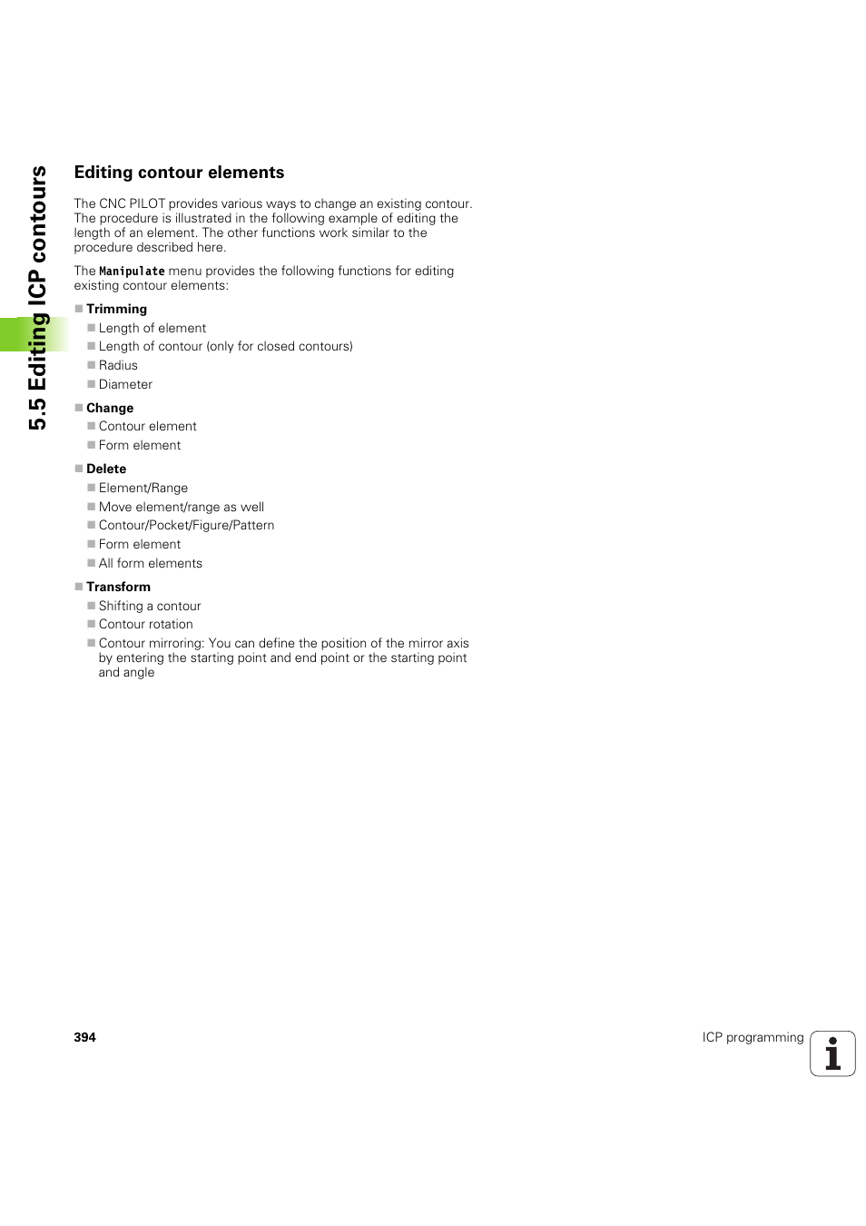 Editing contour elements, 5 editing icp cont ours | HEIDENHAIN SW 68894x-03 User Manual | Page 394 / 654