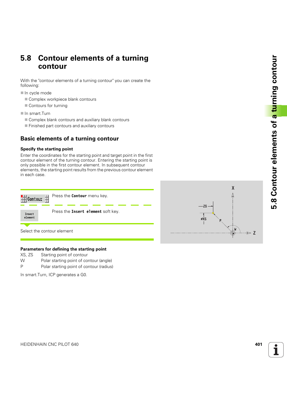 8 contour elements of a turning contour, Basic elements of a turning contour | HEIDENHAIN SW 68894x-03 User Manual | Page 401 / 654