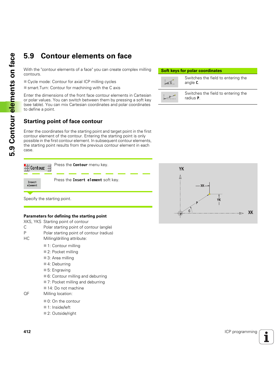 9 contour elements on face, Starting point of face contour | HEIDENHAIN SW 68894x-03 User Manual | Page 412 / 654
