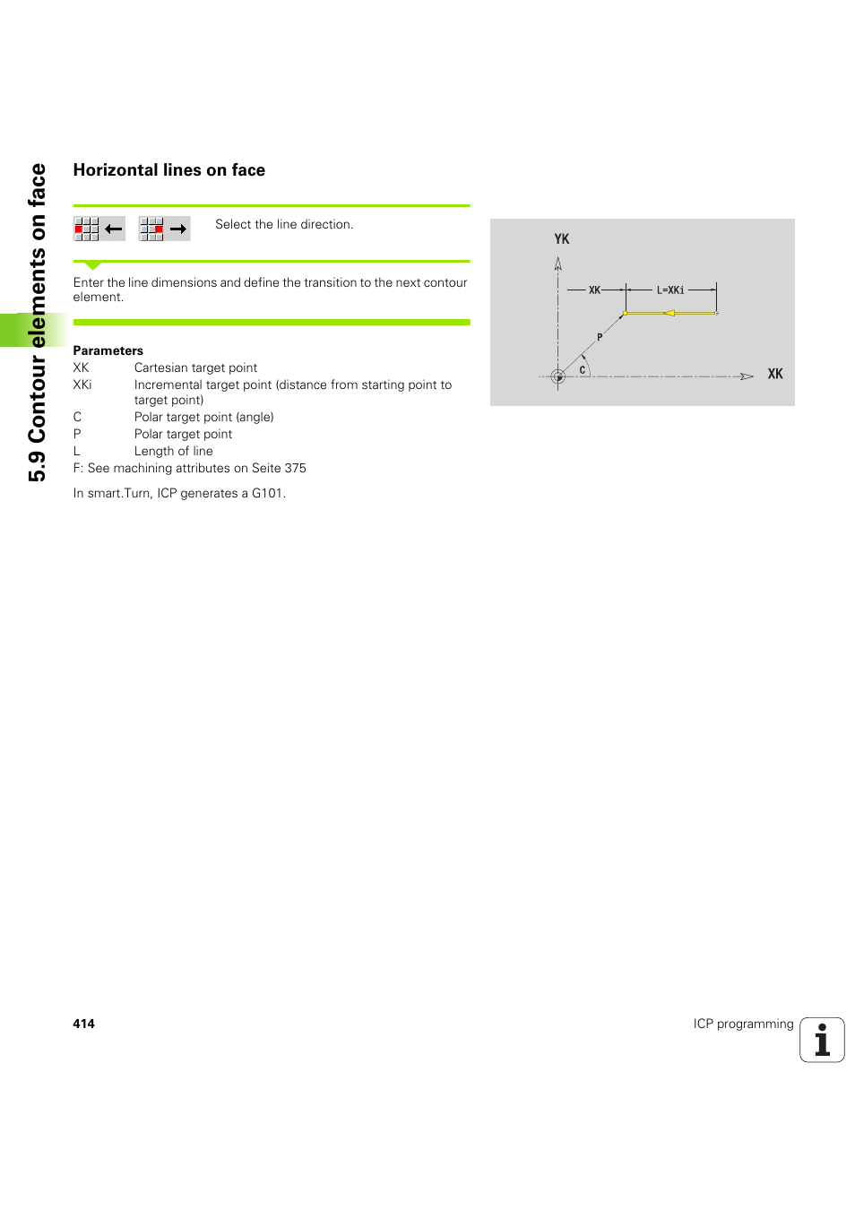 Horizontal lines on face, 9 cont our elements on f a ce | HEIDENHAIN SW 68894x-03 User Manual | Page 414 / 654