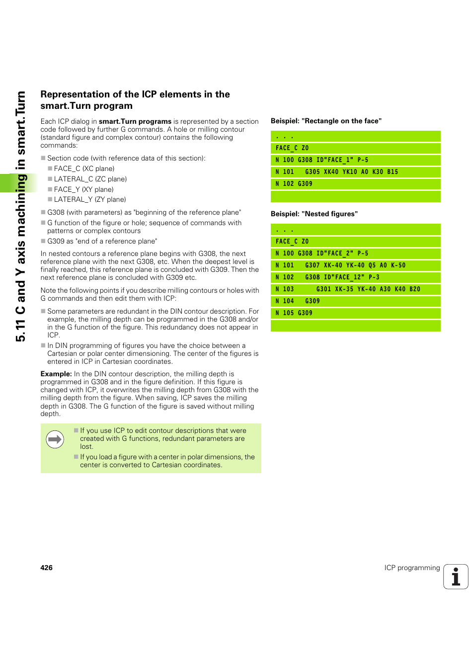 1 1 c and y axis mac h ining in smar t.t u rn | HEIDENHAIN SW 68894x-03 User Manual | Page 426 / 654