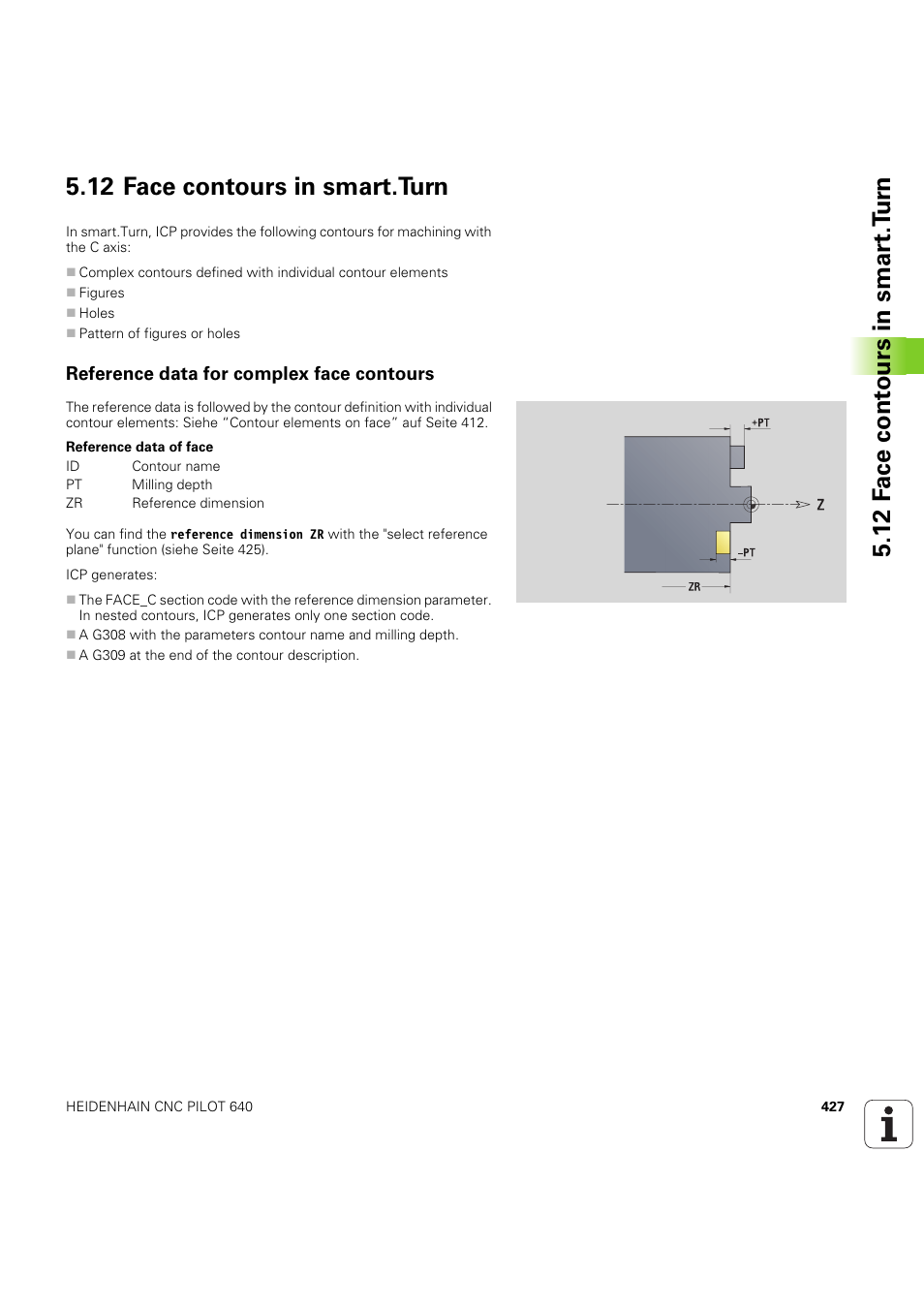 12 face contours in smart.turn, Reference data for complex face contours | HEIDENHAIN SW 68894x-03 User Manual | Page 427 / 654