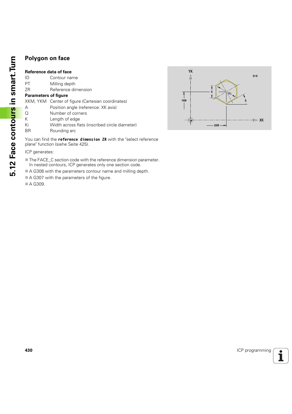 Polygon on face, 12 f a ce cont ours in smar t.t u rn | HEIDENHAIN SW 68894x-03 User Manual | Page 430 / 654