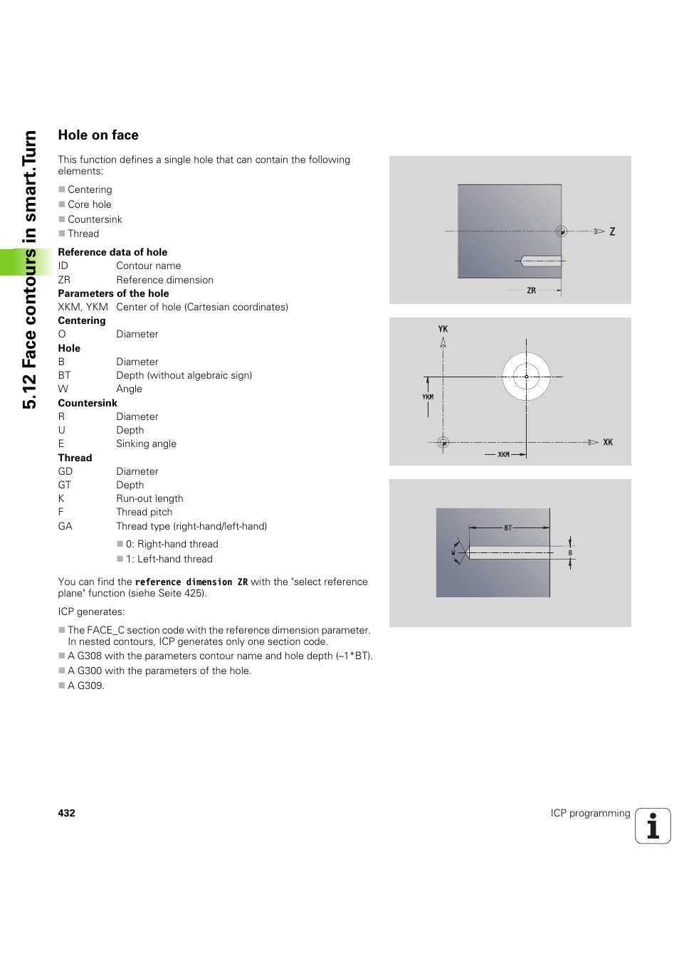 Hole on face, 12 f a ce cont ours in smar t.t u rn | HEIDENHAIN SW 68894x-03 User Manual | Page 432 / 654