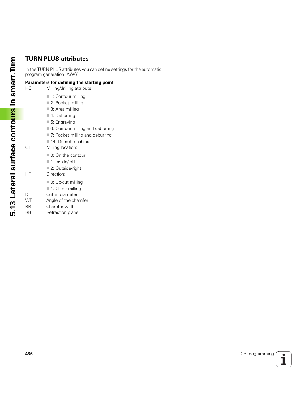Turn plus attributes, 13 lat er al surf ace cont ours in smar t.t u rn | HEIDENHAIN SW 68894x-03 User Manual | Page 436 / 654