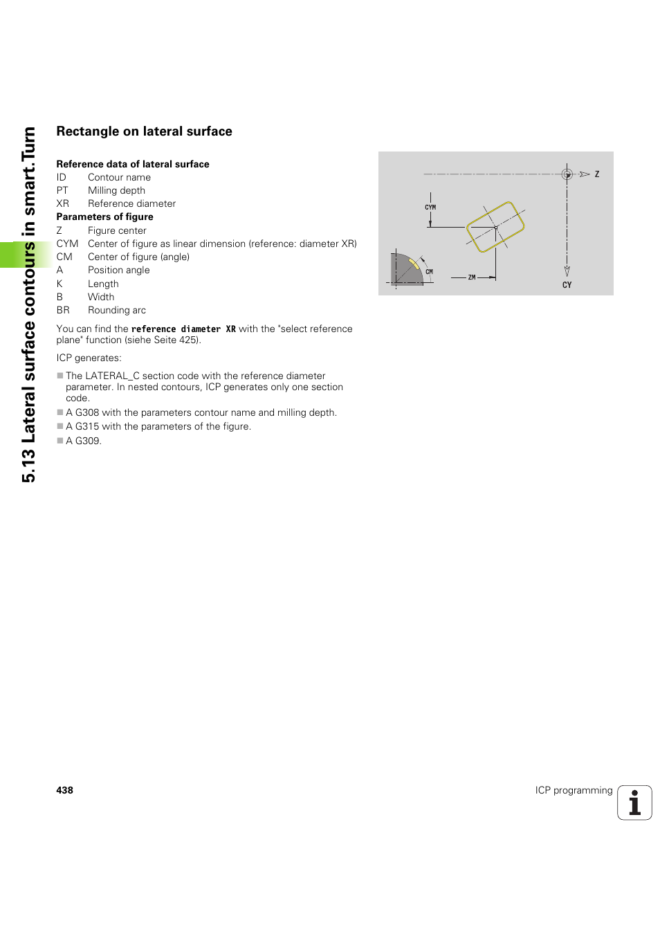 Rectangle on lateral surface, 13 lat er al surf ace cont ours in smar t.t u rn | HEIDENHAIN SW 68894x-03 User Manual | Page 438 / 654