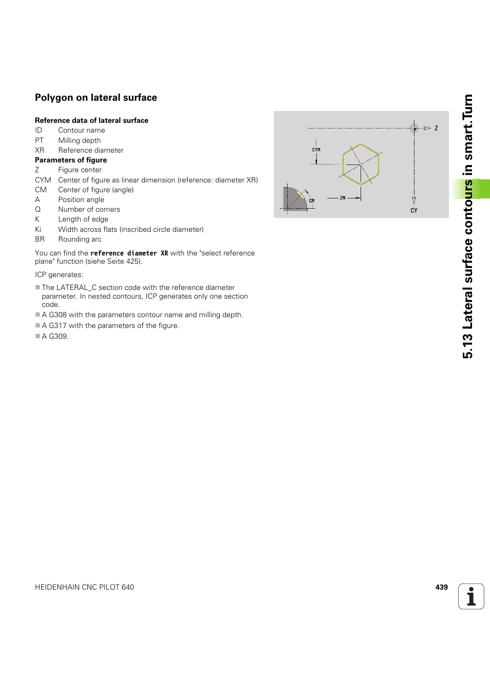 Polygon on lateral surface, 13 lat er al surf ace cont ours in smar t.t u rn | HEIDENHAIN SW 68894x-03 User Manual | Page 439 / 654