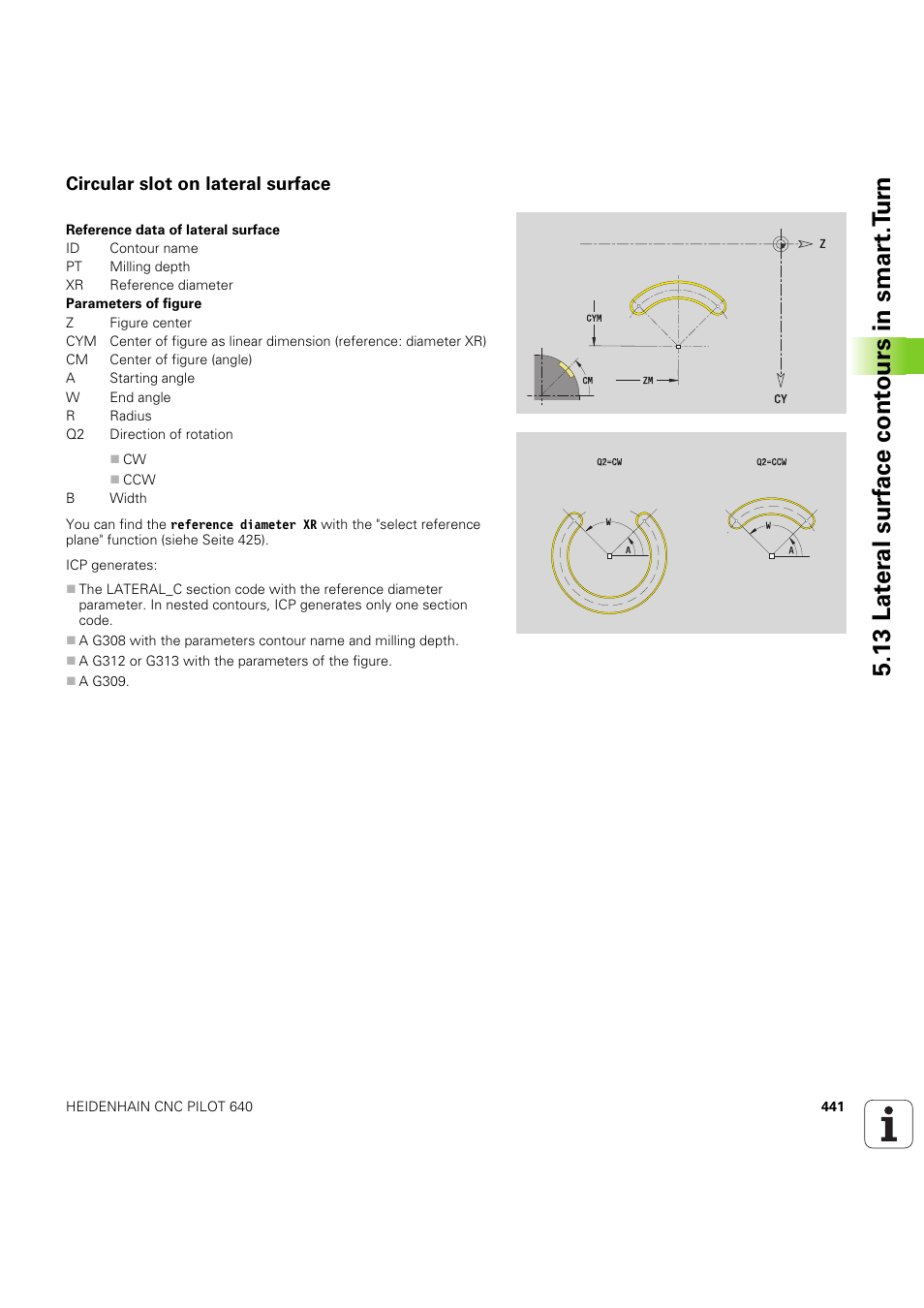 Circular slot on lateral surface, 13 lat er al surf ace cont ours in smar t.t u rn | HEIDENHAIN SW 68894x-03 User Manual | Page 441 / 654