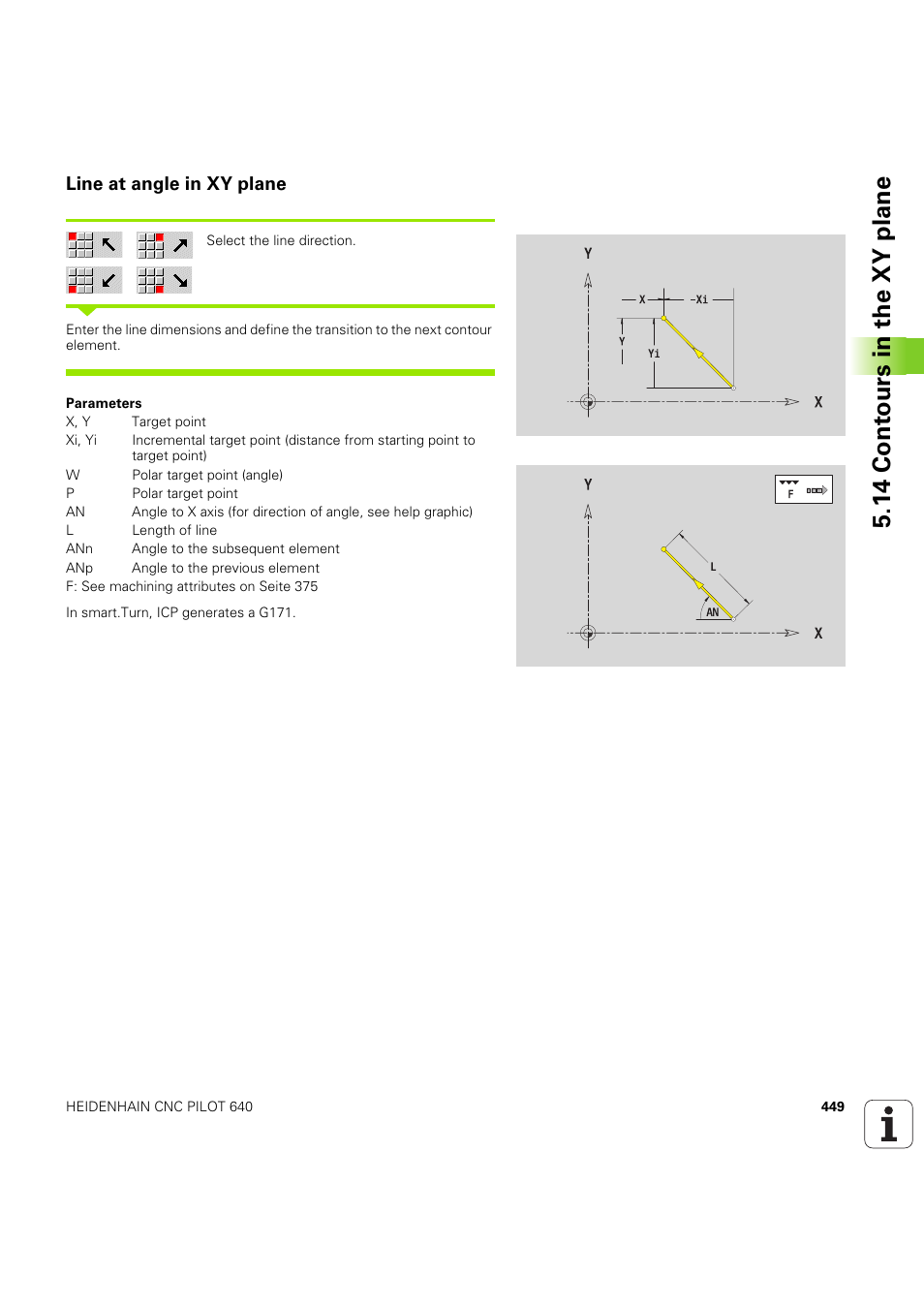 Line at angle in xy plane, 14 cont ours in the xy plane | HEIDENHAIN SW 68894x-03 User Manual | Page 449 / 654