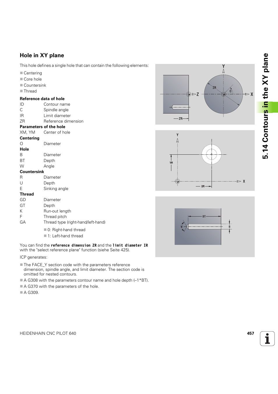Hole in xy plane, 14 cont ours in the xy plane | HEIDENHAIN SW 68894x-03 User Manual | Page 457 / 654