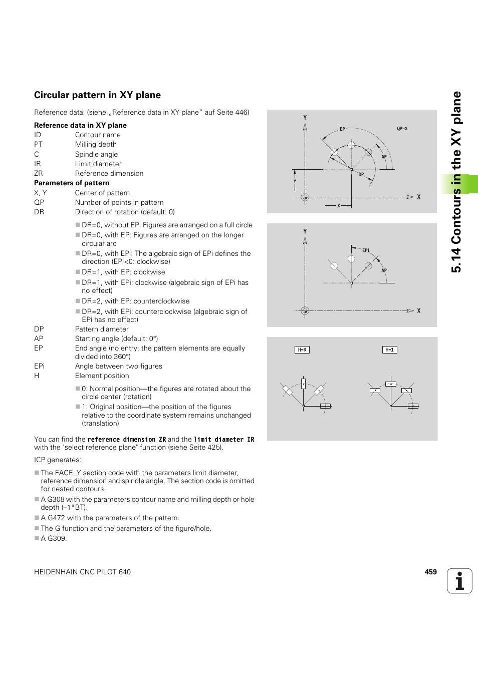 Circular pattern in xy plane, 14 cont ours in the xy plane | HEIDENHAIN SW 68894x-03 User Manual | Page 459 / 654