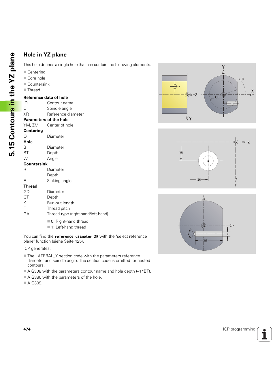 Hole in yz plane, 15 cont ours in the yz plane | HEIDENHAIN SW 68894x-03 User Manual | Page 474 / 654
