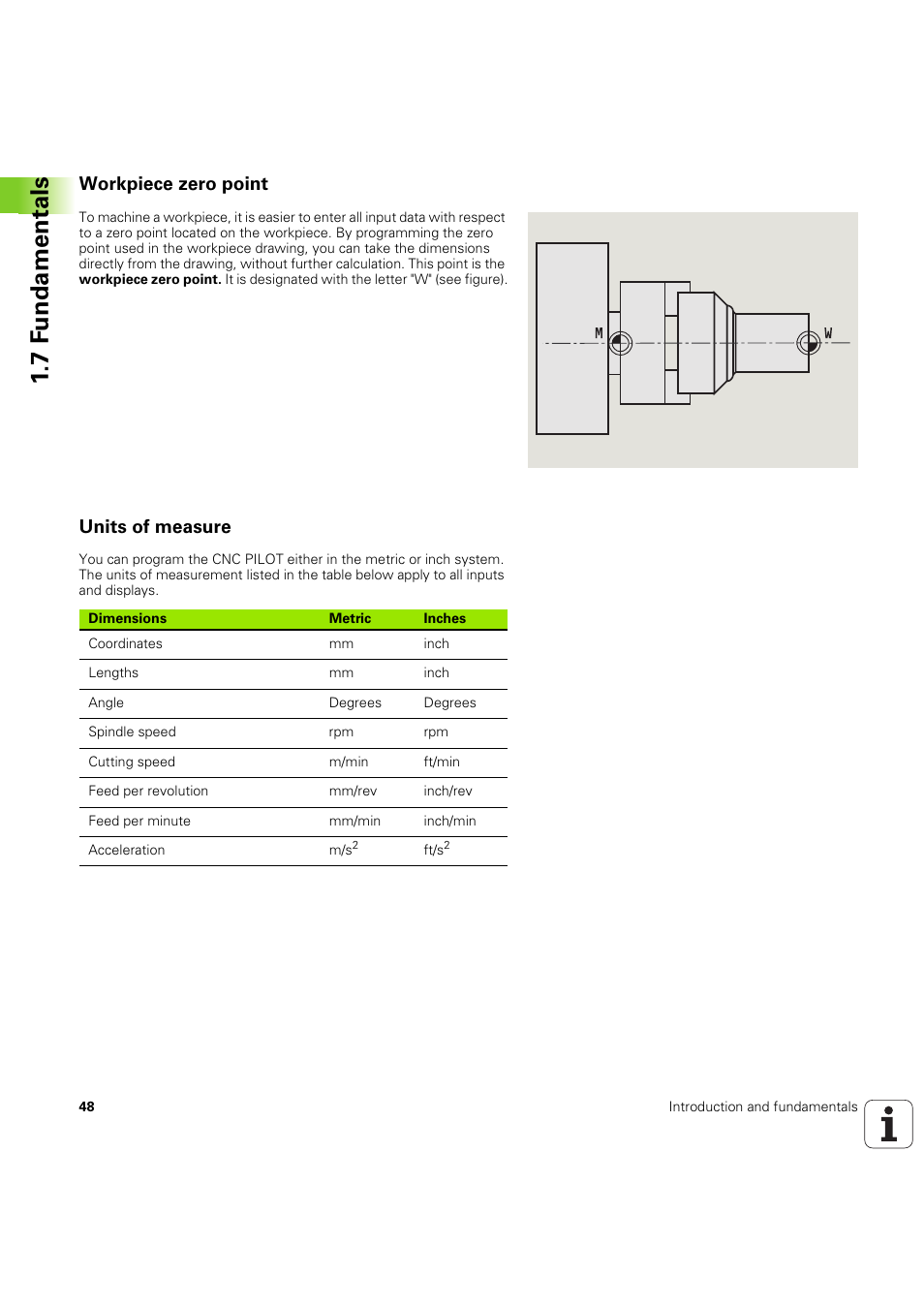 Workpiece zero point, Units of measure, 7 f undamentals | HEIDENHAIN SW 68894x-03 User Manual | Page 48 / 654