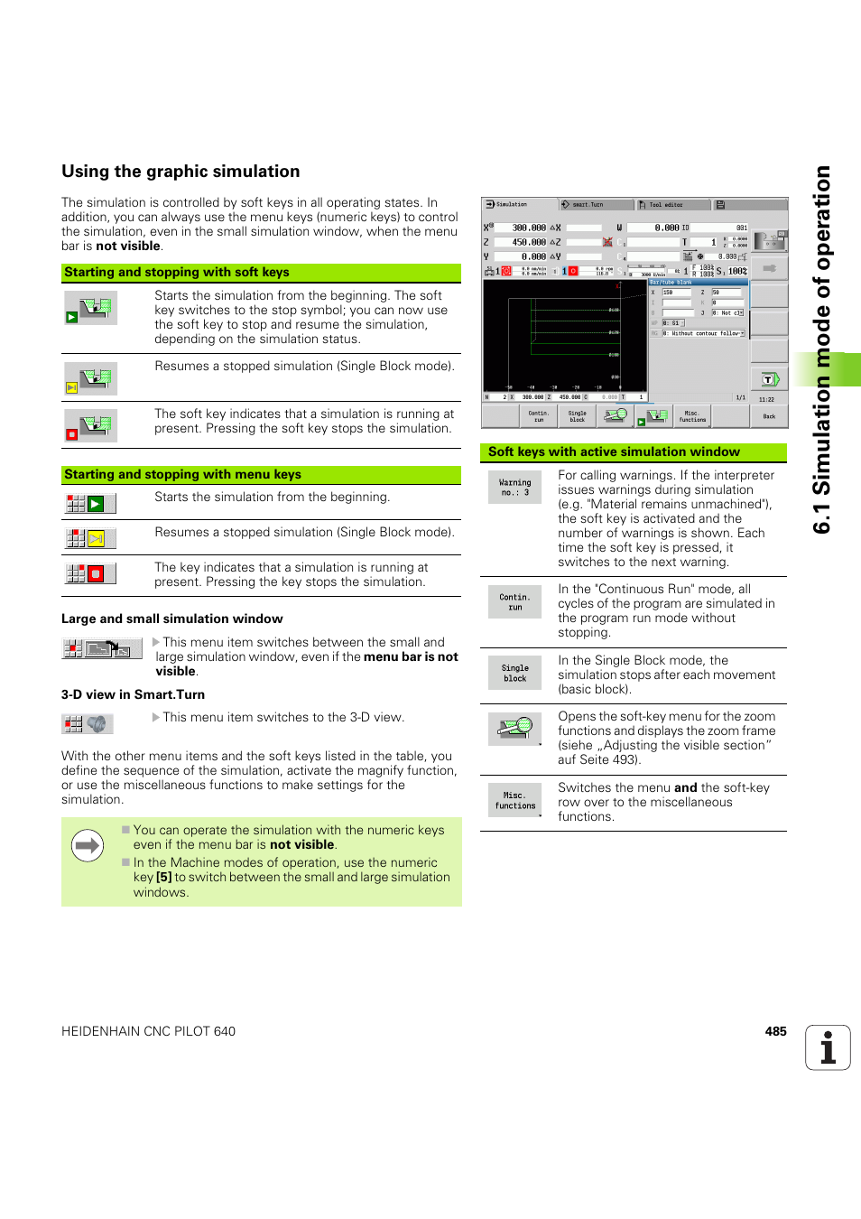 Using the graphic simulation, 1 simulation mode of oper a tion | HEIDENHAIN SW 68894x-03 User Manual | Page 485 / 654