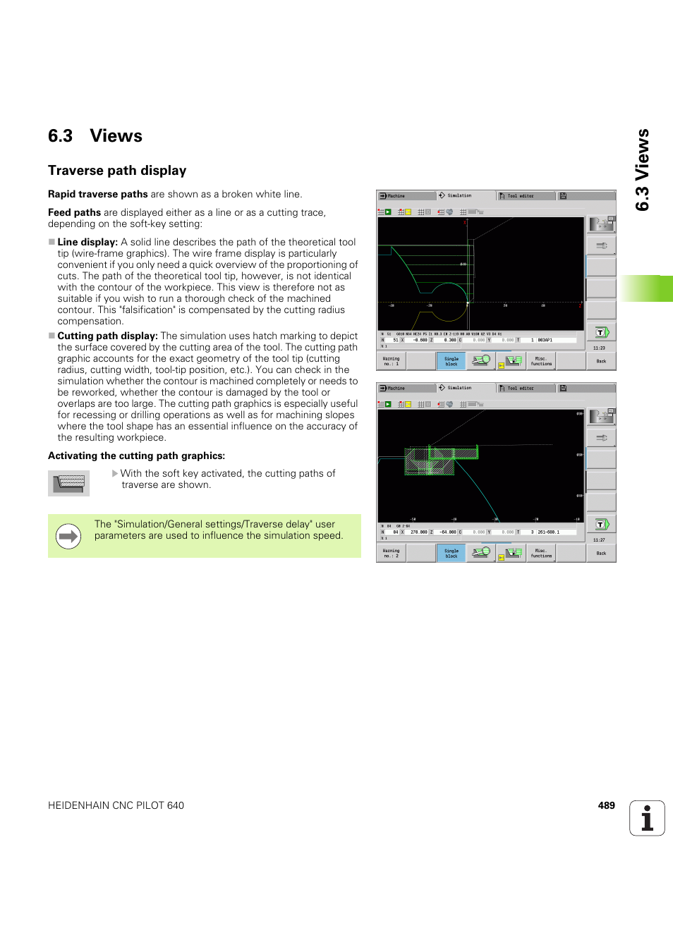 3 views, Traverse path display, 3 v iews 6.3 views | HEIDENHAIN SW 68894x-03 User Manual | Page 489 / 654