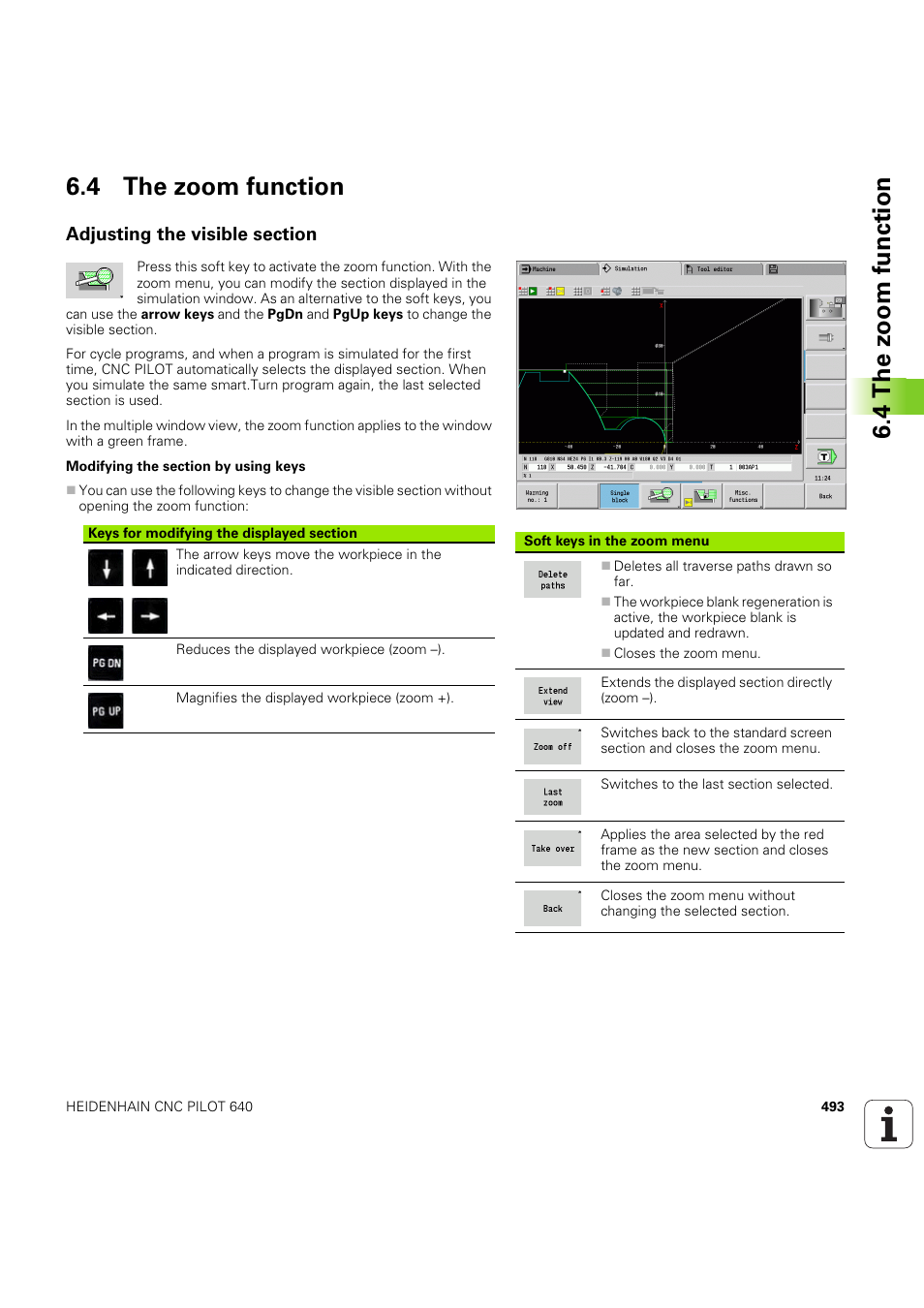 4 the zoom function, Adjusting the visible section, 4 the z oom function 6.4 the zoom function | HEIDENHAIN SW 68894x-03 User Manual | Page 493 / 654
