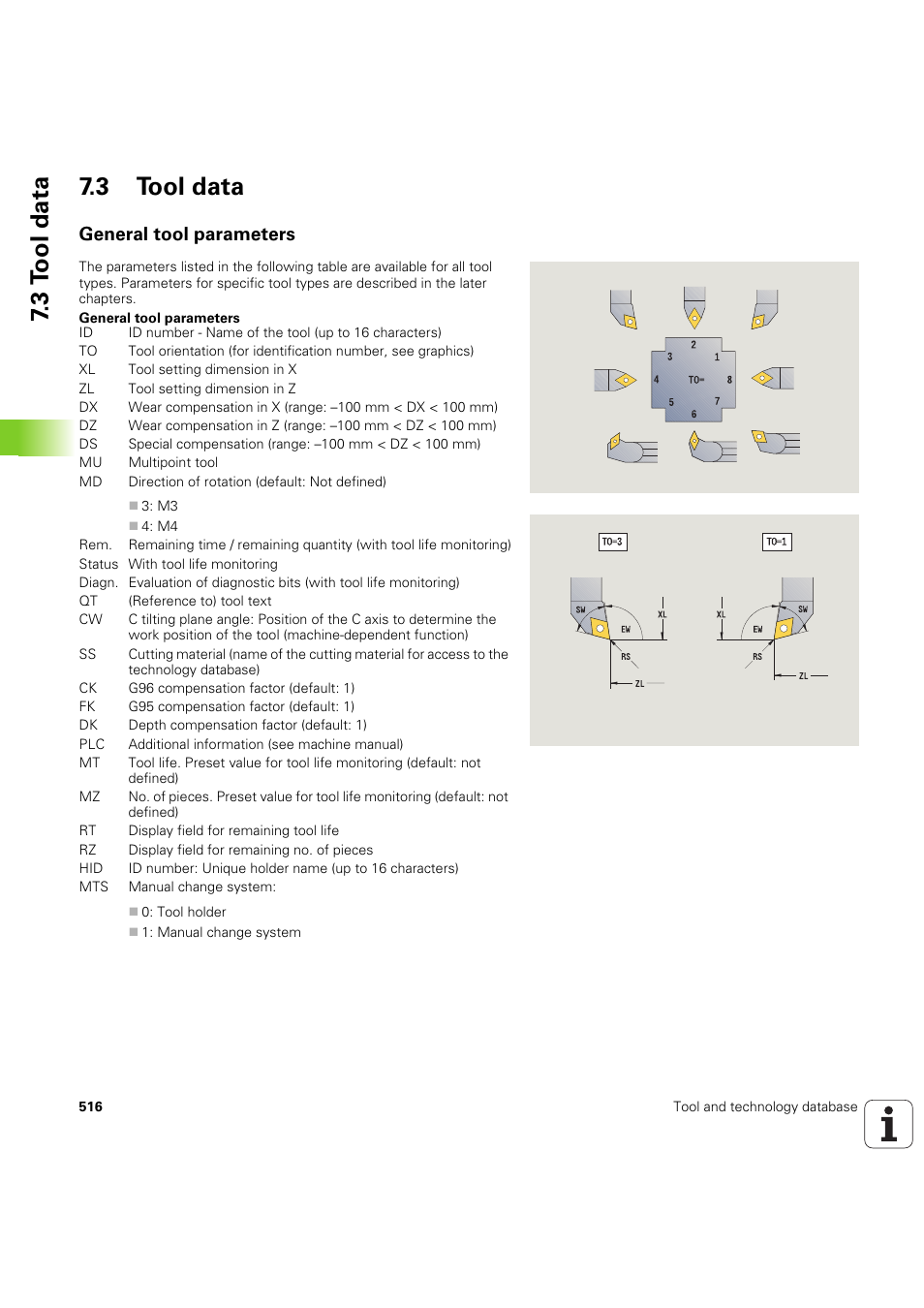 3 tool data, General tool parameters, 3 t ool data 7.3 tool data | HEIDENHAIN SW 68894x-03 User Manual | Page 516 / 654
