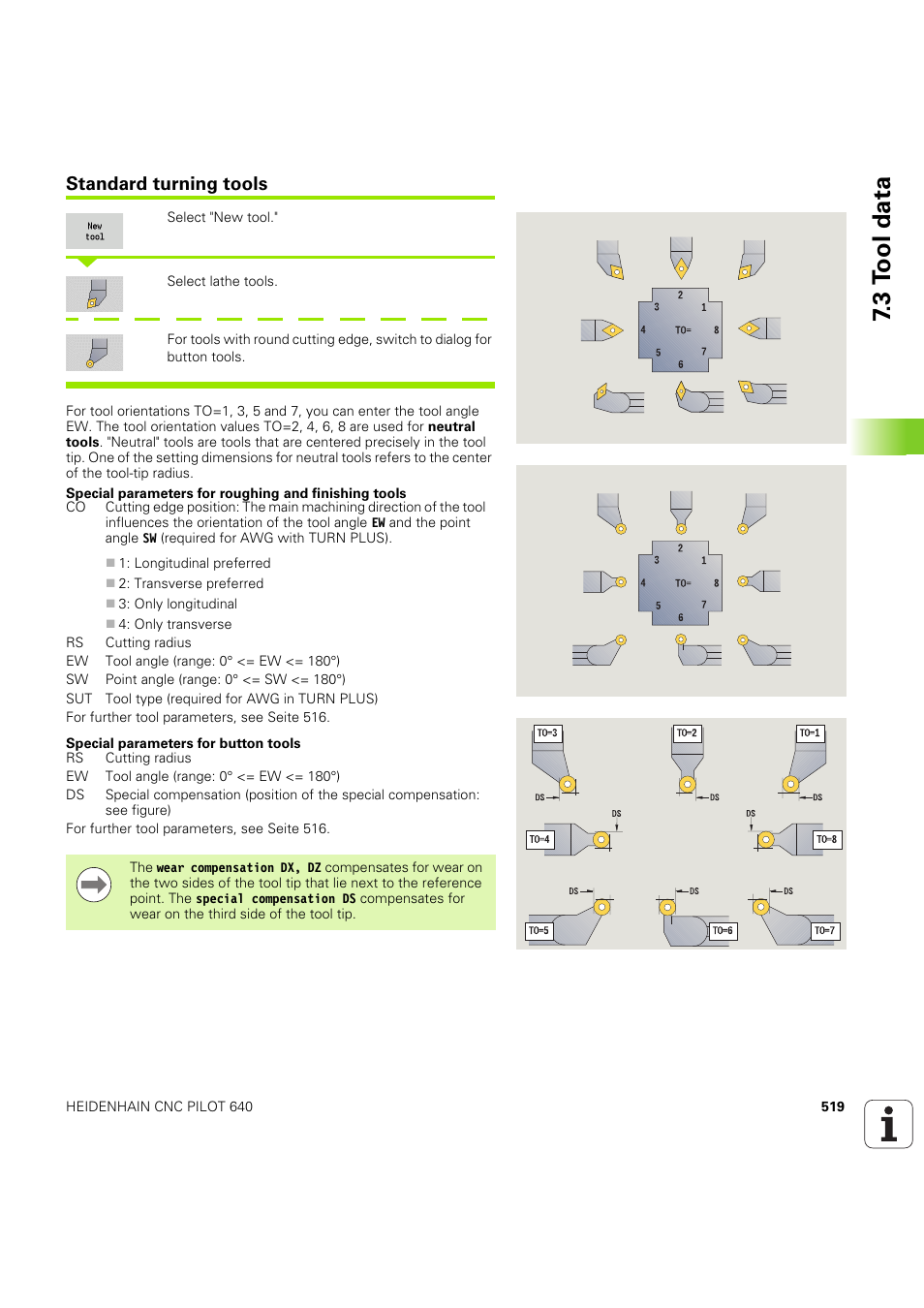 Standard turning tools, S (seite 519), Seite 519) | 3 t ool data | HEIDENHAIN SW 68894x-03 User Manual | Page 519 / 654