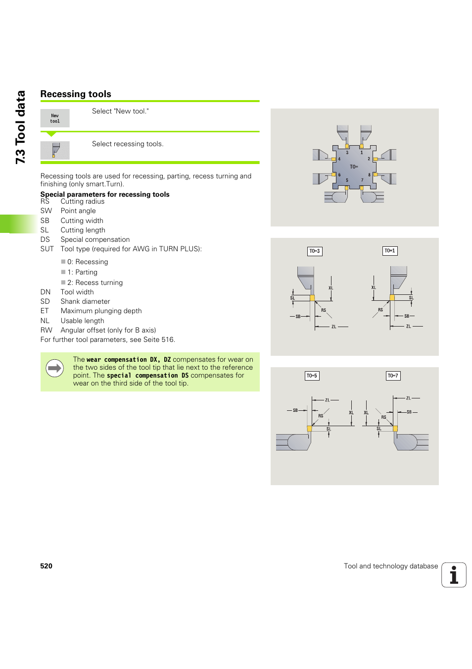 Recessing tools, Seite 520, 3 t ool data | HEIDENHAIN SW 68894x-03 User Manual | Page 520 / 654