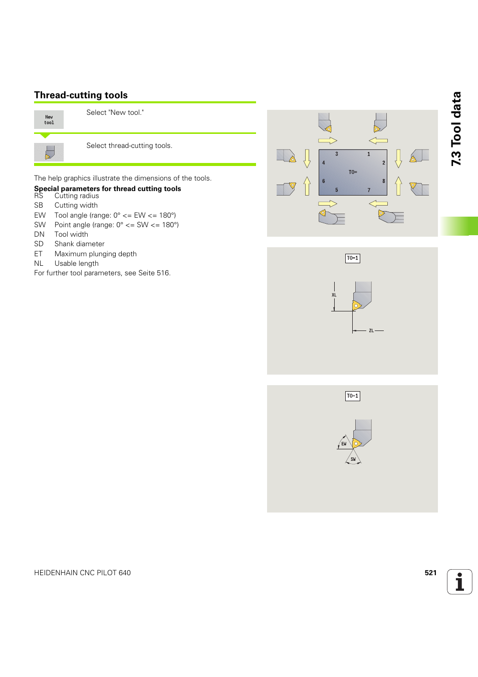 Thread-cutting tools, S (seite 521), 3 t ool data | HEIDENHAIN SW 68894x-03 User Manual | Page 521 / 654