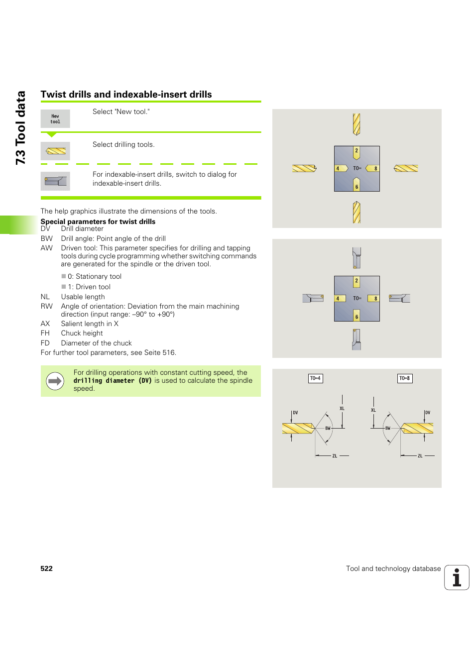 Twist drills and indexable-insert drills, Seite 522), 3 t ool data | HEIDENHAIN SW 68894x-03 User Manual | Page 522 / 654