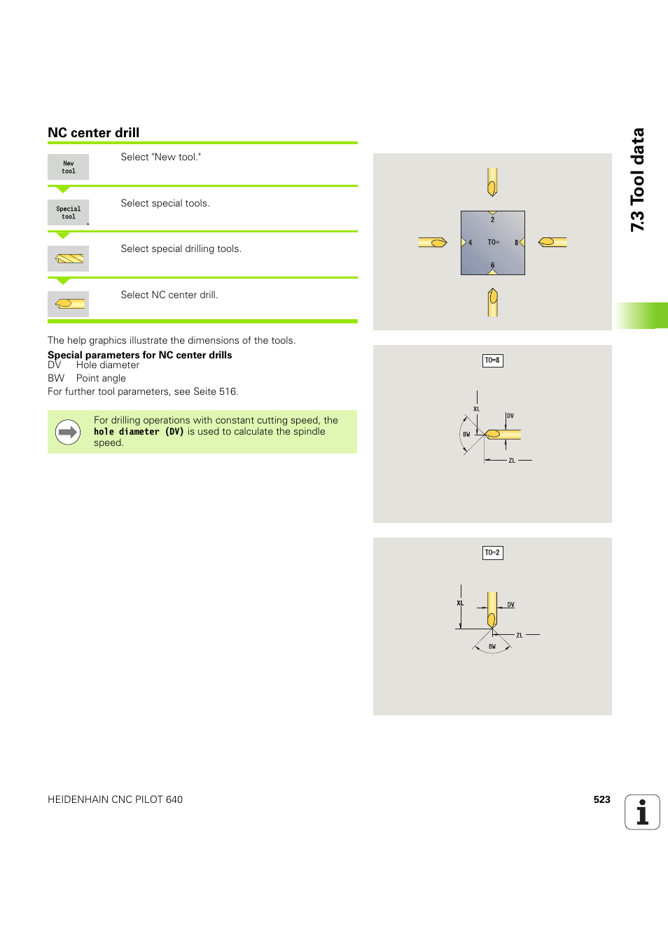 Nc center drill, Seite 523), 3 t ool data | HEIDENHAIN SW 68894x-03 User Manual | Page 523 / 654