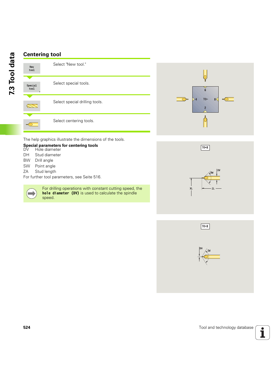 Centering tool, Ols (seite 524), 3 t ool data | HEIDENHAIN SW 68894x-03 User Manual | Page 524 / 654