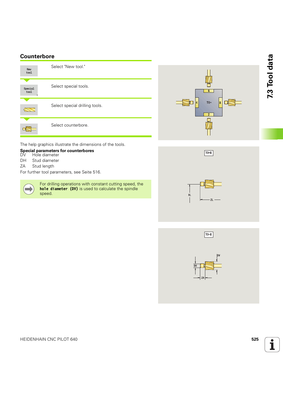 Counterbore, Res (seite 525), 3 t ool data | HEIDENHAIN SW 68894x-03 User Manual | Page 525 / 654