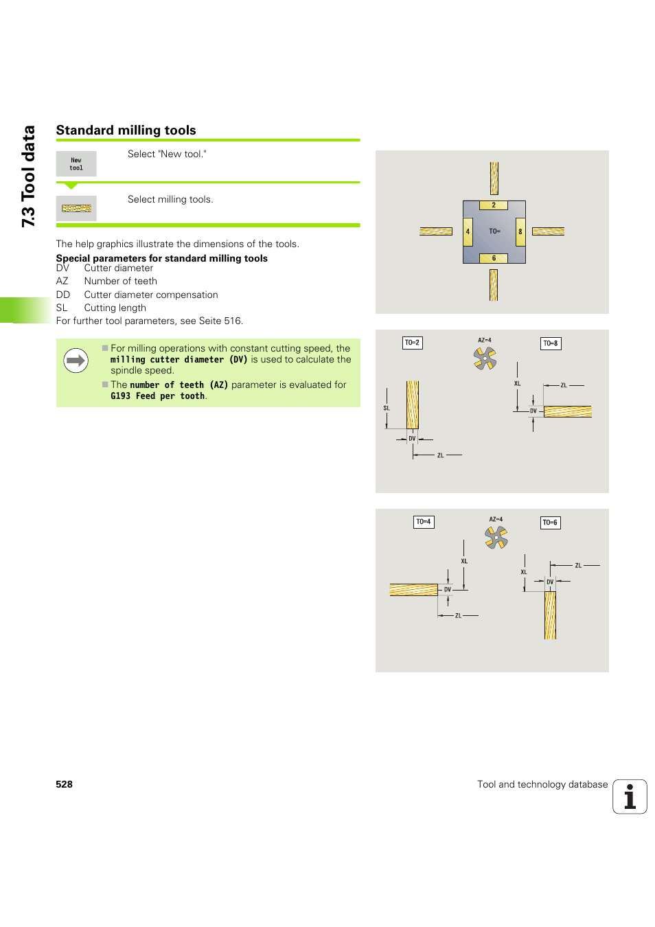 Standard milling tools, Ols (seite 528), 3 t ool data | HEIDENHAIN SW 68894x-03 User Manual | Page 528 / 654