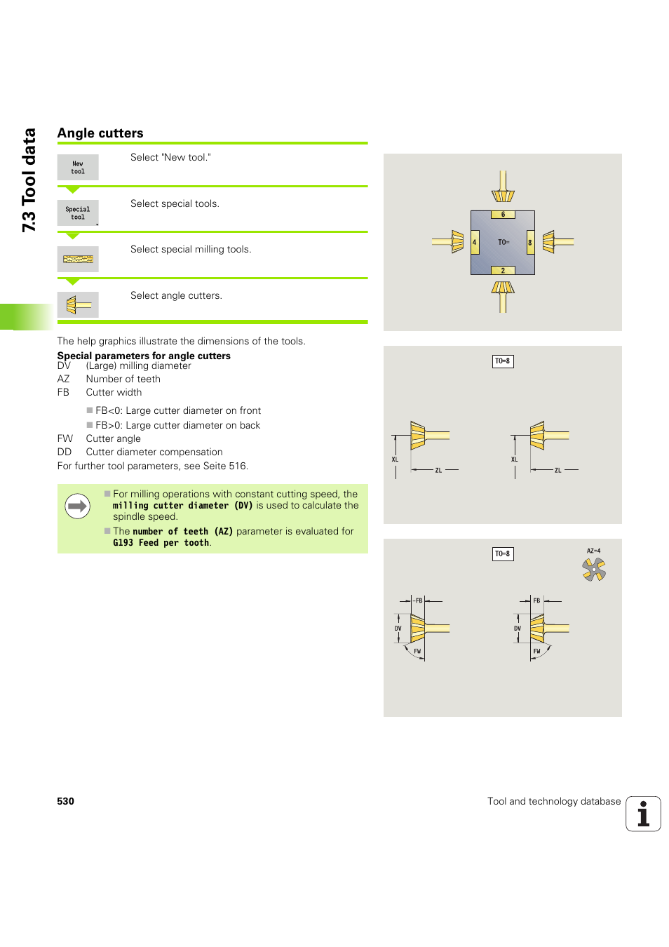 Angle cutters, Seite 530), 3 t ool data | HEIDENHAIN SW 68894x-03 User Manual | Page 530 / 654